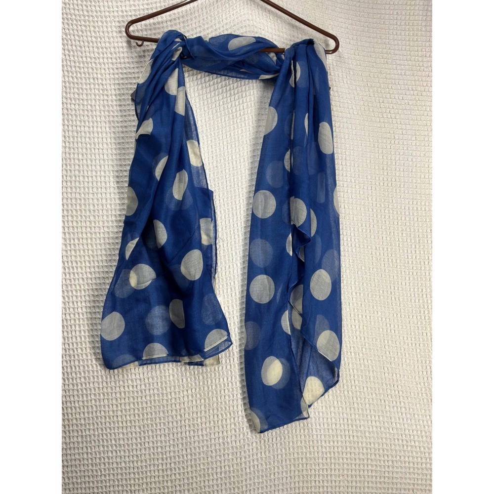 Retro Womens Evergreen Enterprises Polka Dot Scarf OS Blue White